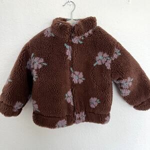Zara Brown & Purple Floral Fleece Jacket 4y NWT